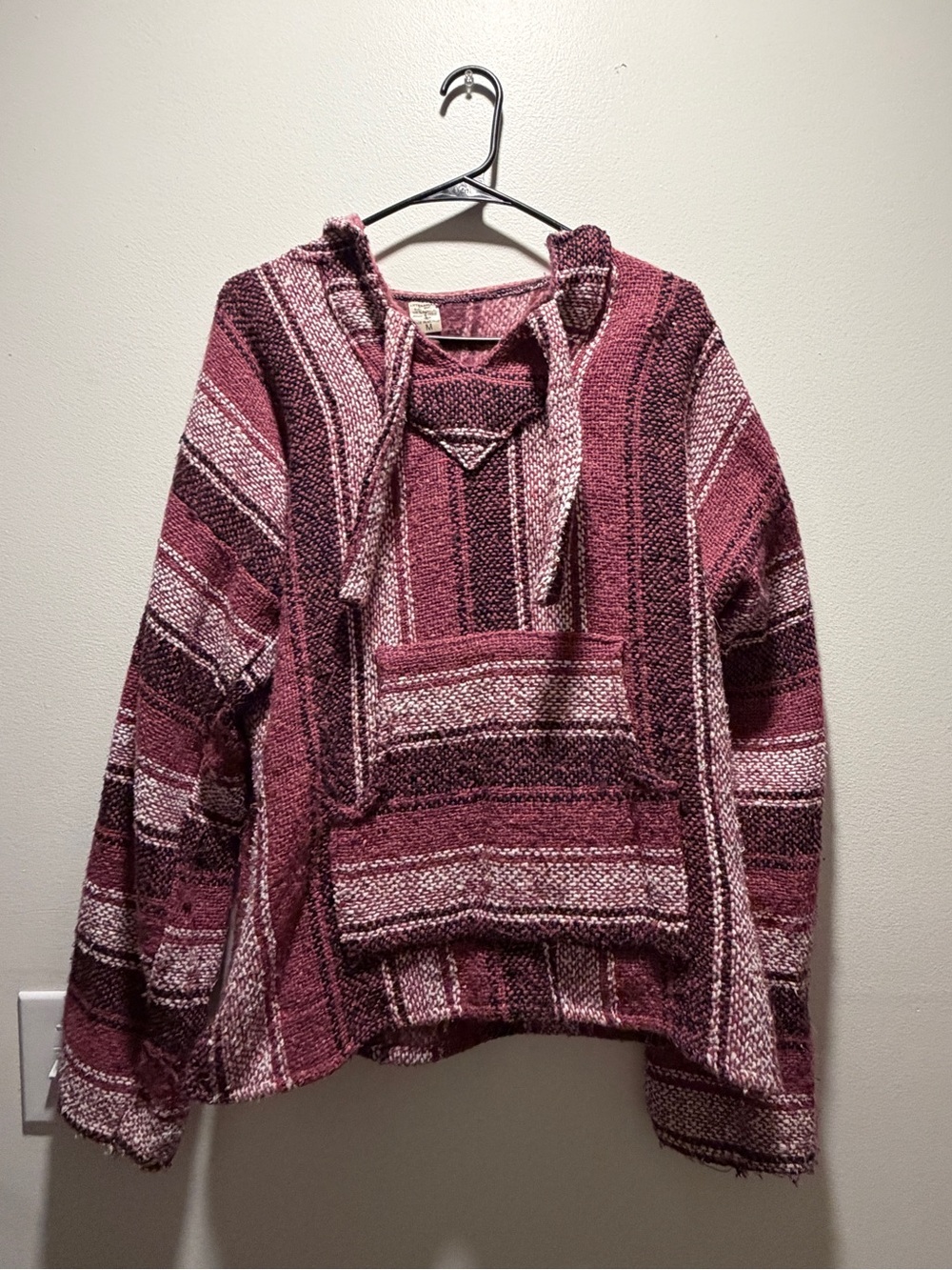 EARTHBOUND Maroon & Cream Woven Baja Hoodie